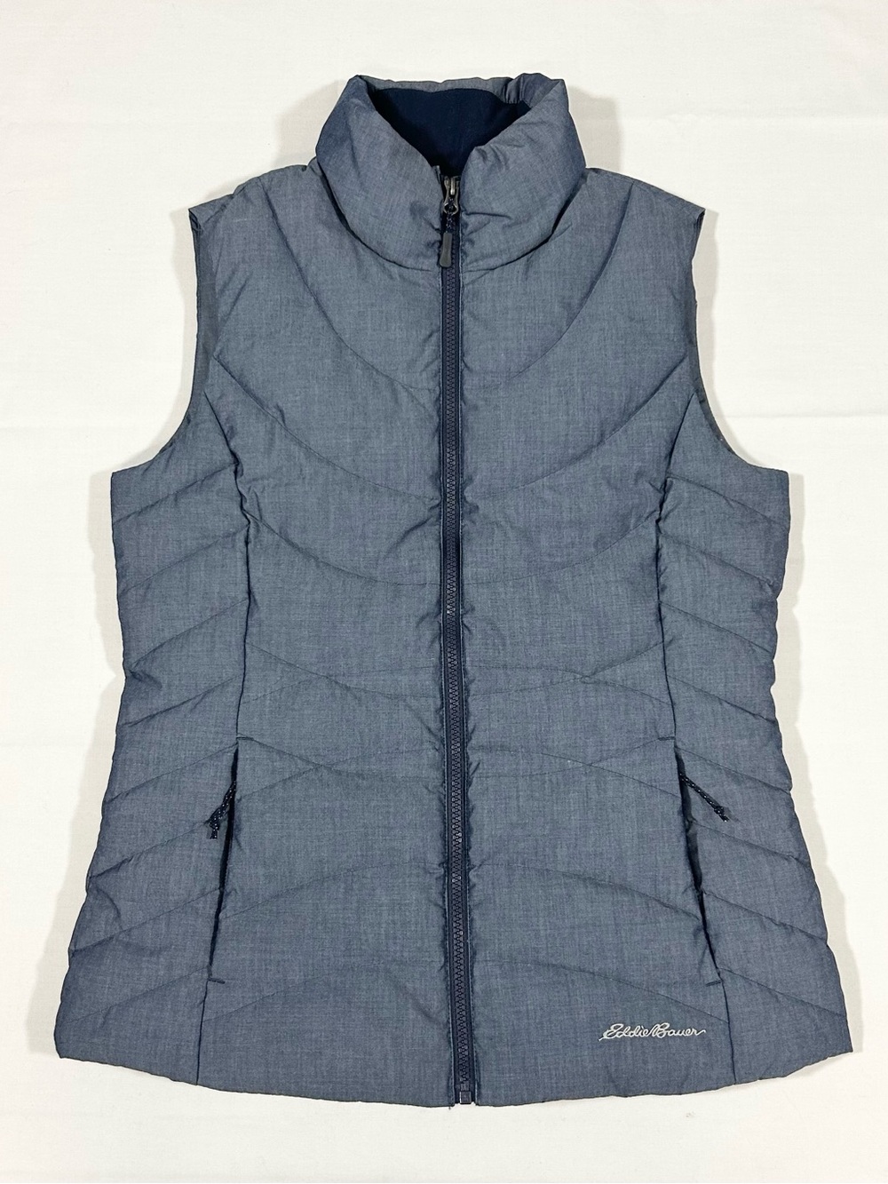 New Eddie Bauer Women’s Size S Classic Down Puffer Vest Jacket EB650 Gray Denim